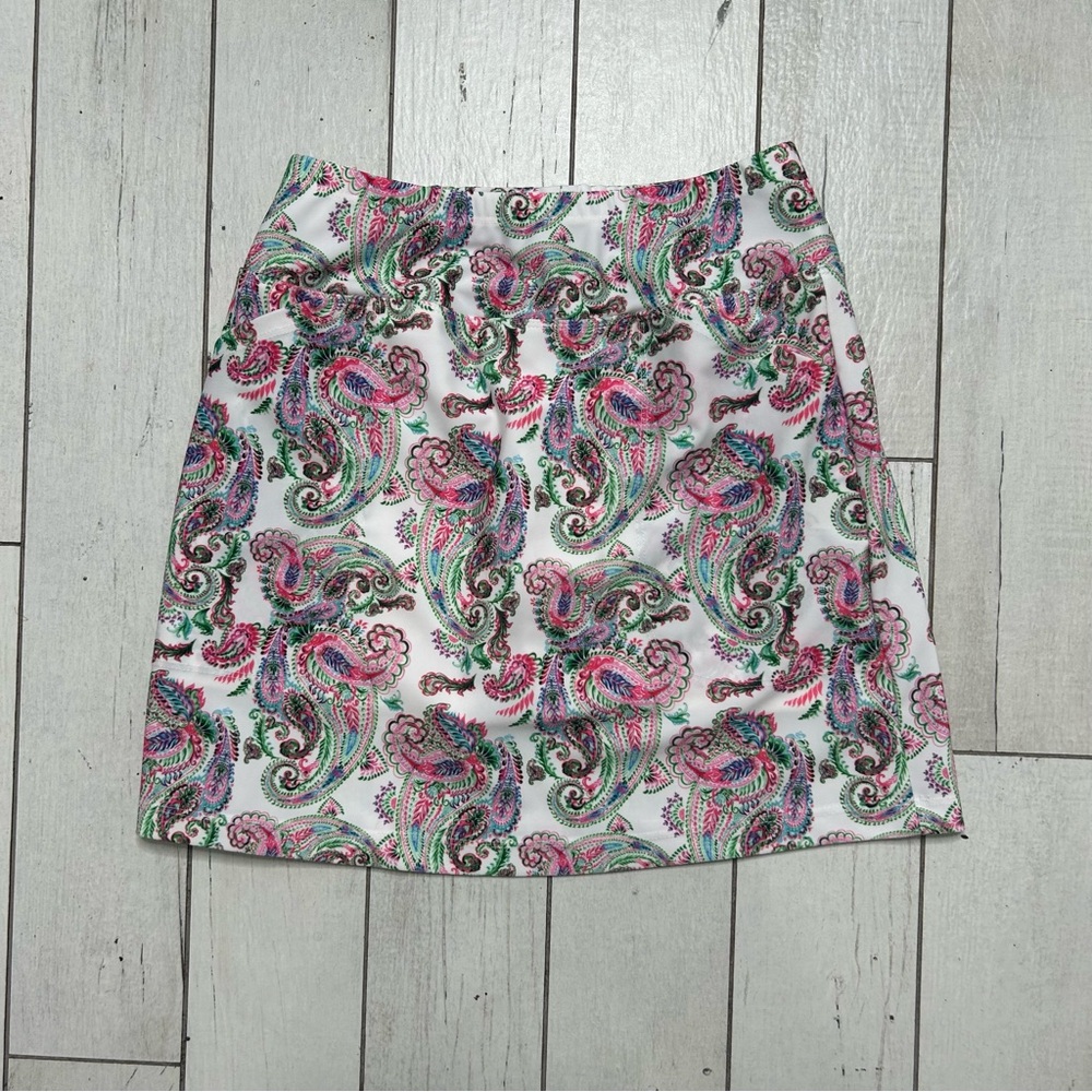 B SKINZ Golf Tennis Pull On Club Skort Skirt Size XS Pink Purple Paisley